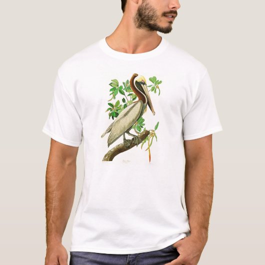 Bruin Pelican John James Audubon Birds of America T-shirt (Voorkant)