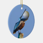 Bruin Pelican met Golfbal Keramisch Ornament (Rechts)