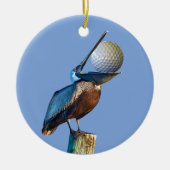 Bruin Pelican met Golfbal Keramisch Ornament (Voorkant)