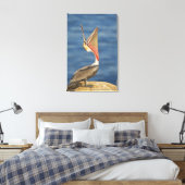 Bruin Pelican met open mond Canvas Afdruk (Insitu (Slaapkamer))