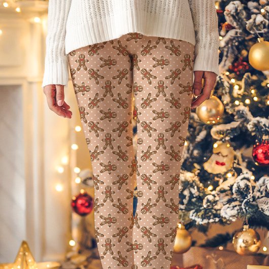 Bruin peperkoek Man Polka Dot Kerstmis Leggings