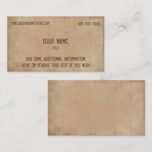  bruin perkament visitekaartje (Voorkant / Achterkant)