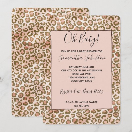 Bruin Perzik Blush Ombre Luipaard Print Kaart (Voorkant / Achterkant)