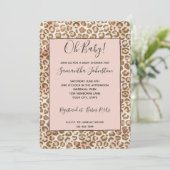 Bruin Perzik Blush Ombre Luipaard Print Kaart (Staand voorkant)