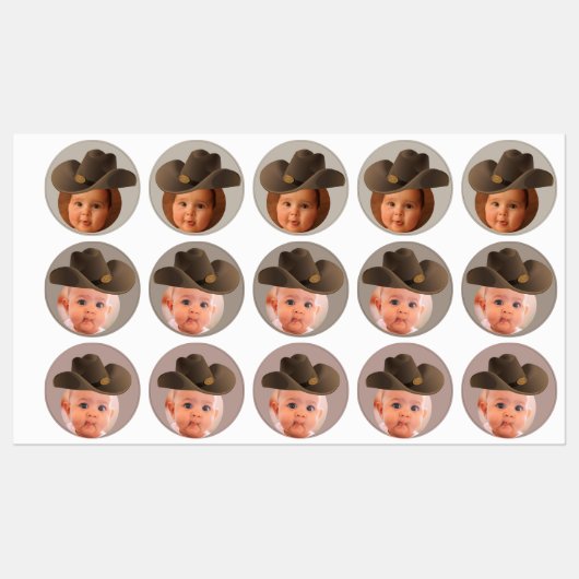 bruin pet foto gezicht stickers partij cowboy aard (Vel)