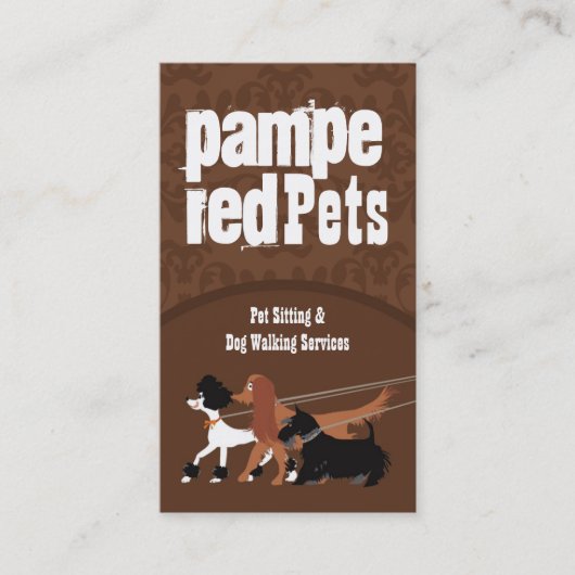 Bruin Pet Sitting Dog Walker Visitekaartje (Voorkant)