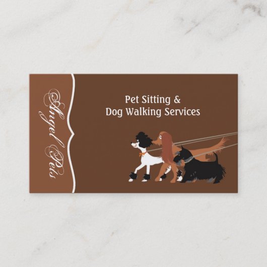 Bruin Pet Sitting Dog Walker Visitekaartje (Voorkant)