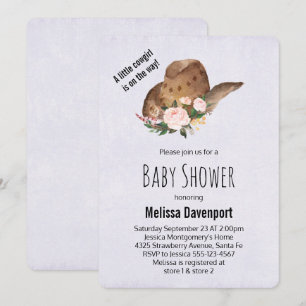 Bruin Pet van Cowgirl met roze bloemen Baby shower Kaart