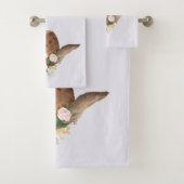 Bruin Pet van Cowgirl met roze bloemen Bad Handdoek (Insitu)