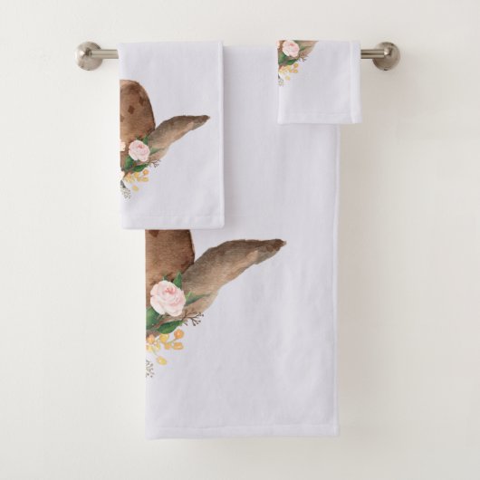 Bruin Pet van Cowgirl met roze bloemen Bad Handdoek (Insitu)