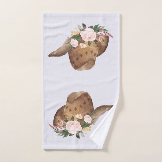 Bruin Pet van Cowgirl met roze bloemen Bad Handdoek (Handdoek)