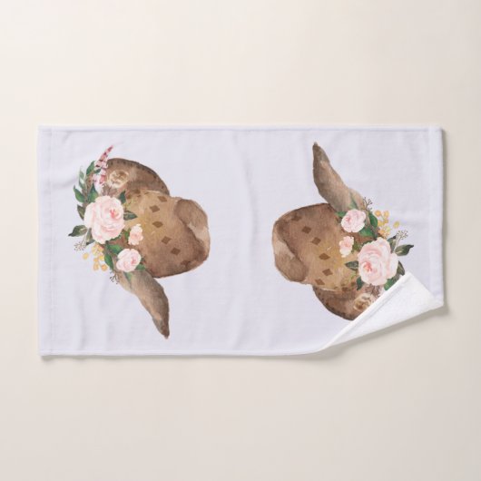 Bruin Pet van Cowgirl met roze bloemen Bad Handdoek (Handdoek)