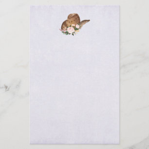 Bruin Pet van Cowgirl met roze bloemen Briefpapier