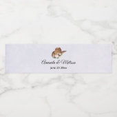 Bruin Pet van Cowgirl met roze bloemen bruiloft Waterfles Etiket (Enkel label)