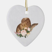 Bruin Pet van Cowgirl met roze bloemen Keramisch Ornament (Rechts)