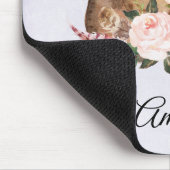 Bruin Pet van Cowgirl met roze bloemen Muismat (Hoek)