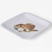 Bruin Pet van Cowgirl met roze bloemen Papieren Bordje (Gebogen)