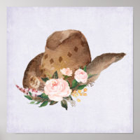 Bruin Pet van Cowgirl met roze bloemen