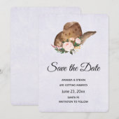 Bruin Pet van Cowgirl met roze bloemen Save The Date (Voorkant / Achterkant)