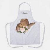 Bruin Pet van Cowgirl met roze bloemen Schort (Voorkant)