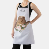 Bruin Pet van Cowgirl met roze bloemen Schort (Insitu)