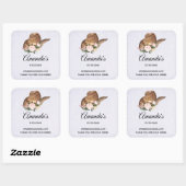 Bruin Pet van Cowgirl met roze bloemen Vierkante Sticker (Vel)