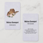 Bruin Pet van Cowgirl met roze bloemen Visitekaartje (Voorkant / Achterkant)