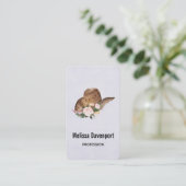 Bruin Pet van Cowgirl met roze bloemen Visitekaartje (Staand voorkant)