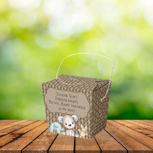 Bruin picknick vrienden Baby shower mand dank u Bedankdoosjes