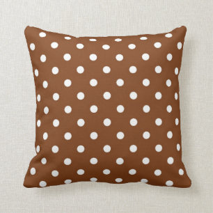 Bruin Pillow met witte pooldots Kussen