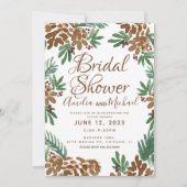 Bruin Pinecones Waterverf Greenery Vrijgezellenfee Kaart (Voorkant)