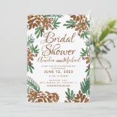 Bruin Pinecones Waterverf Greenery Vrijgezellenfee Kaart (Staand voorkant)