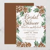 Bruin Pinecones Waterverf Greenery Vrijgezellenfee Kaart (Voorkant / Achterkant)