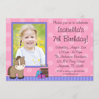 Bruin Pink Polka Dots Foto Birthday Party Kaart