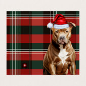 Bruin Pitbull Hond Vakantie Geplaagd Kerstmis Kaart (Buitenkant ongevouwen)