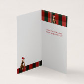 Bruin Pitbull Hond Vakantie Geplaagd Kerstmis Kaart (Binnen)