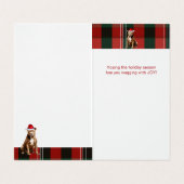 Bruin Pitbull Hond Vakantie Geplaagd Kerstmis Kaart (Binnenkant ongevouwen)