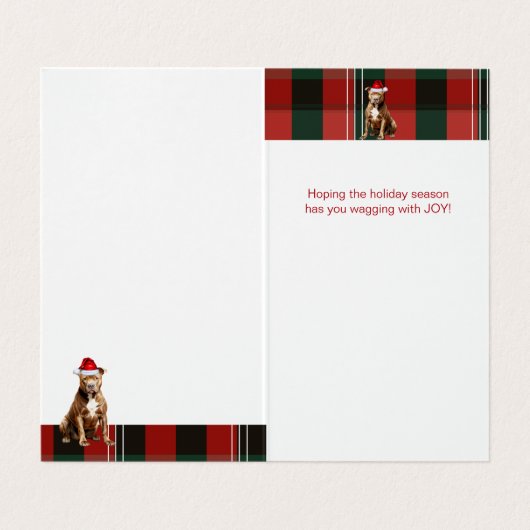 Bruin Pitbull Hond Vakantie Geplaagd Kerstmis Kaart (Binnenkant ongevouwen)