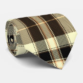Bruin Plaid in Crème en Zwart Stropdas (Opgerold)