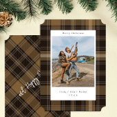 Bruin Plaid Kleur Veranderende Foto Kerst Kaart