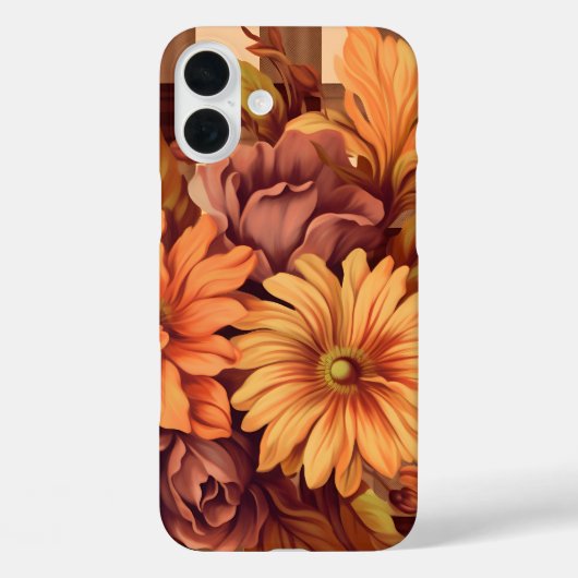 BRUIN PLAID PATROON MET HERFST ASTER FLOWERS Case-Mate iPhone CASE (Achterkant)