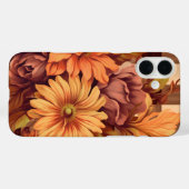 BRUIN PLAID PATROON MET HERFST ASTER FLOWERS Case-Mate iPhone CASE (Achterkant (horizontaal))