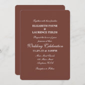 Bruin Plain Simple Wedding Invitation Kaart (Voorkant / Achterkant)