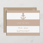 Bruin plakje en witte gestreept anker sparen de da aankondigingskaart (Voorkant / Achterkant)