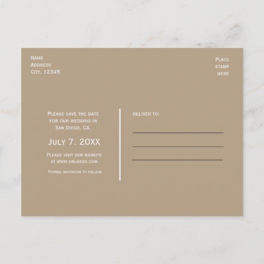 Bruin plakje en witte gestreept anker sparen de da aankondigingskaart (Achterkant)