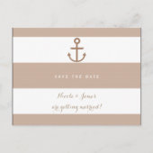 Bruin plakje en witte gestreept anker sparen de da aankondigingskaart (Voorkant)