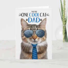 Bruin pluizig Tabby Cat Vaderdag One Cool Cat Feestdagen Kaart
