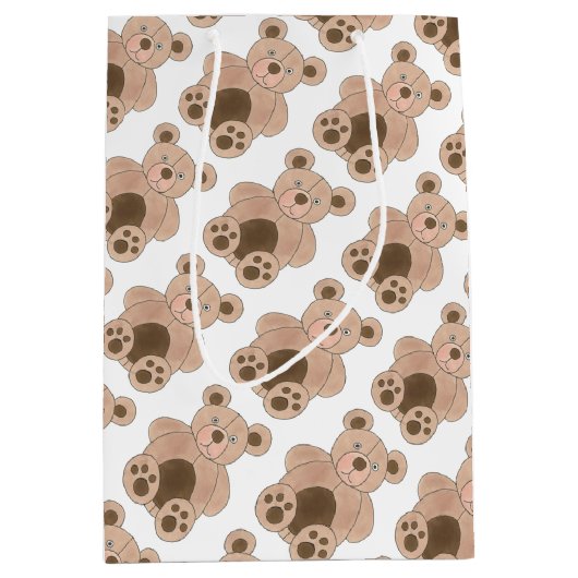 Bruin Plush Speelgoed Teddy Bear Stuffed Animal Bi Medium Cadeauzakje (Voorkant)