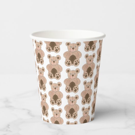 Bruin Plush Speelgoed Teddy Bear Stuffed Animal Bi Papieren Bekers (Achterkant)