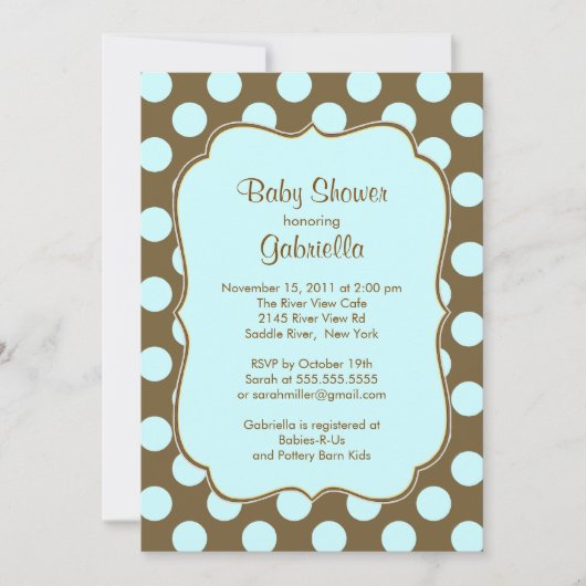 Bruin Polka Dots Boy Baby shower Kaart (Voorkant)